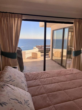Moderno departamento con dormitorio y terraza con vista al mar y parrilla en Reñaca
